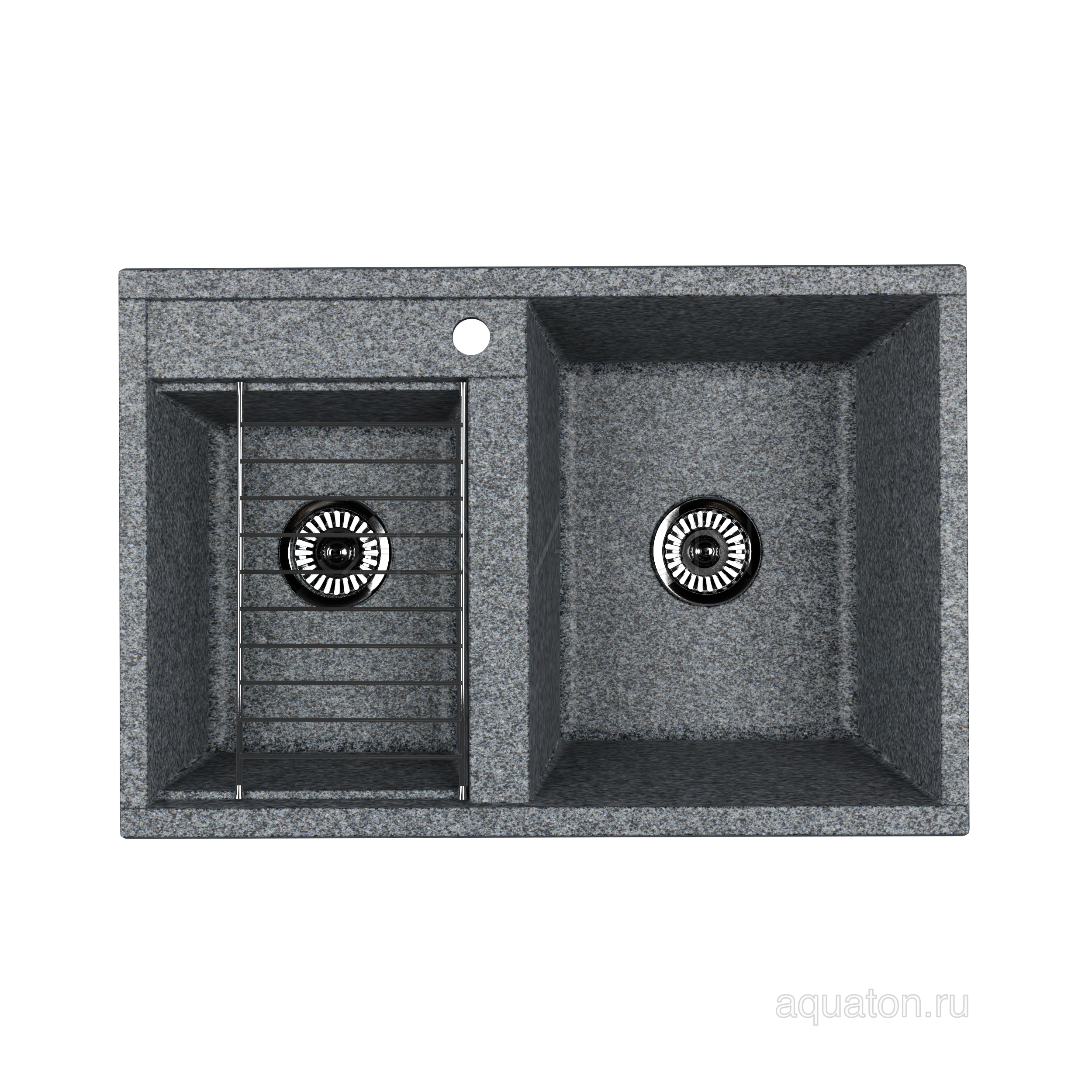 Мойка для кухни из литого мрамора 2 чаши серая 52х78см AQUATON Делия 1A723132DE230
