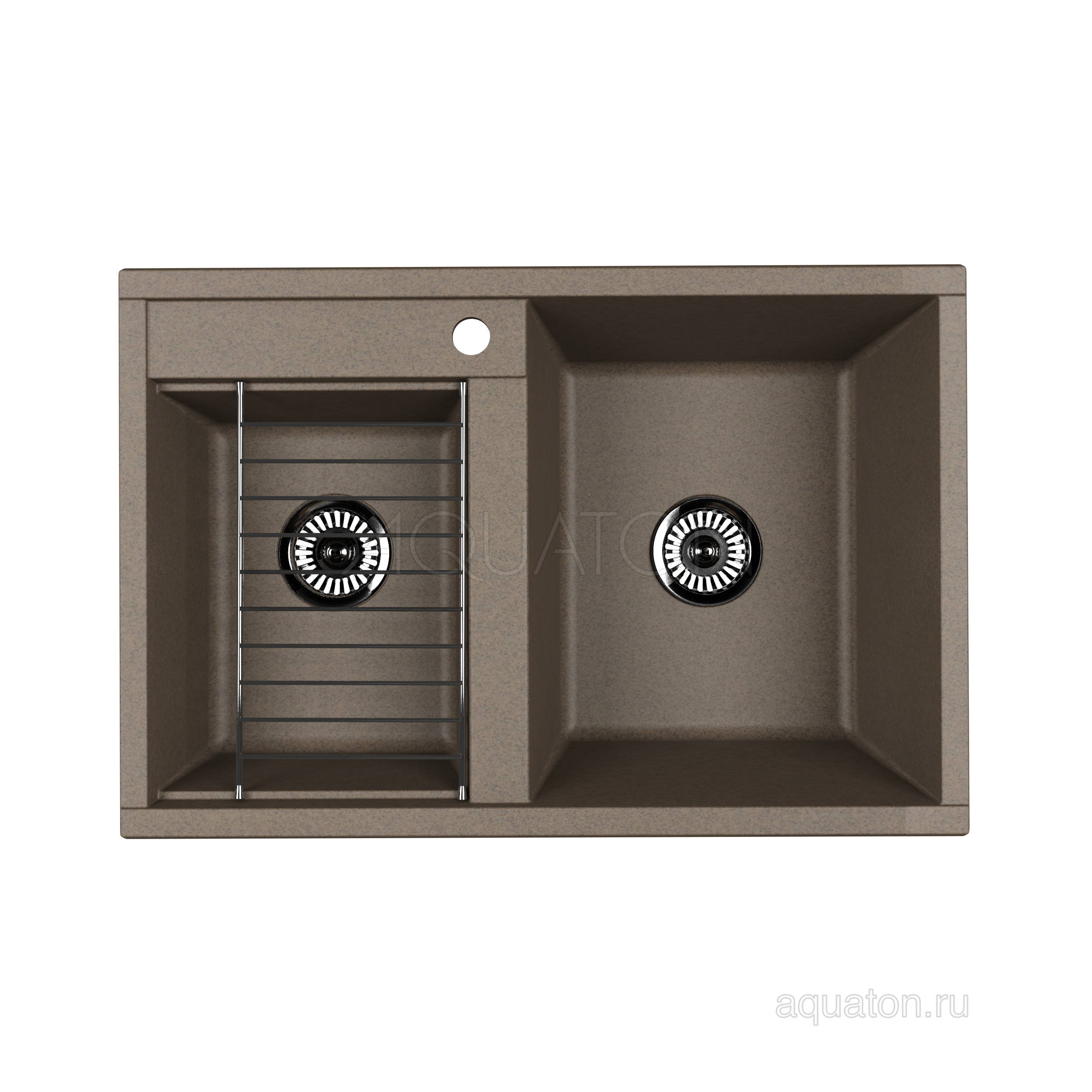 Мойка для кухни из литого мрамора 2 чаши серый шелк 52х78см AQUATON Делия 1A723132DE250