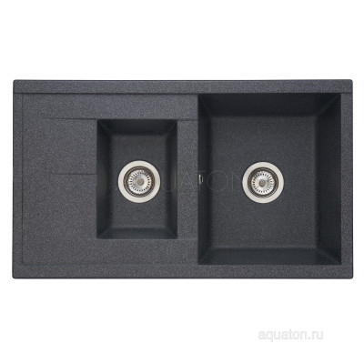 Мойка для кухни из литого мрамора 2 чаши графит 51х87см AQUATON Делия 1A716232DE210