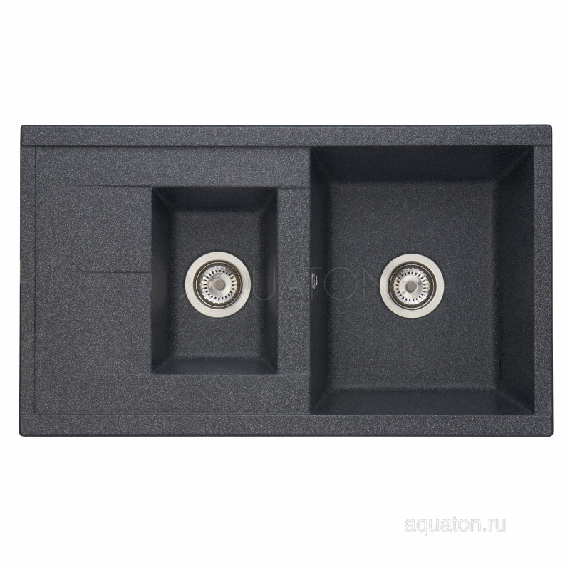 Мойка для кухни из литого мрамора 2 чаши графит 51х87см AQUATON Делия 1A716232DE210