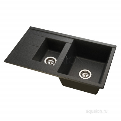 Мойка для кухни из литого мрамора 2 чаши графит 51х87см AQUATON Делия 1A716232DE210