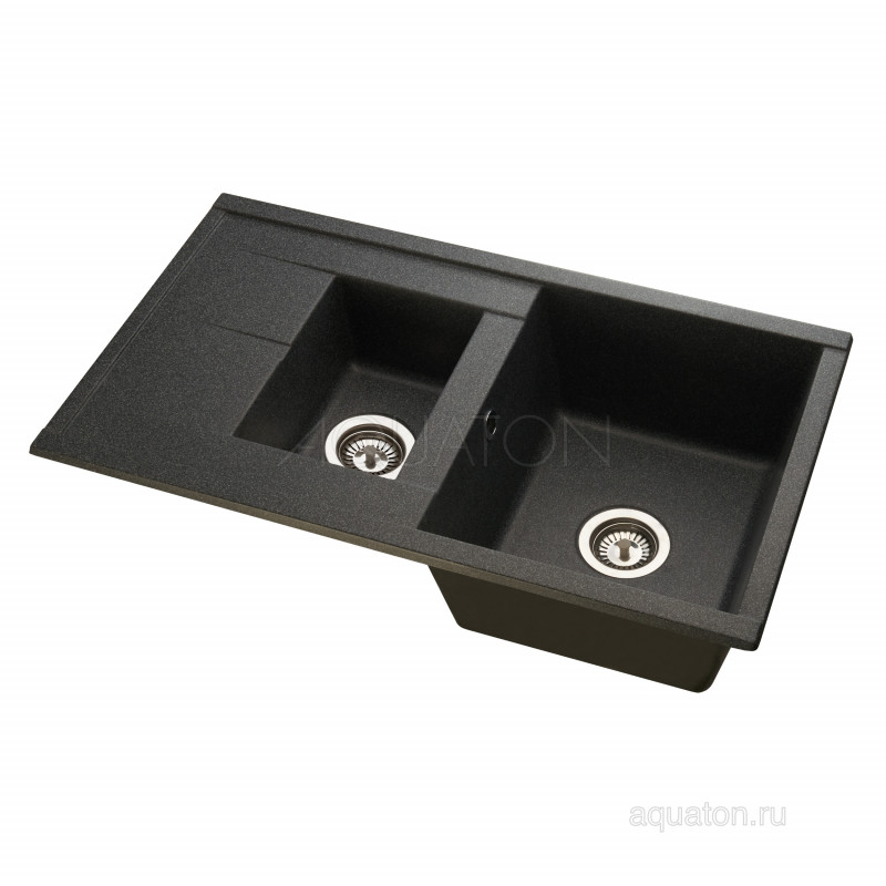 Мойка для кухни из литого мрамора 2 чаши графит 51х87см AQUATON Делия 1A716232DE210