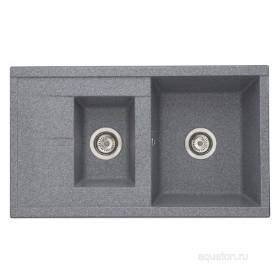 Мойка для кухни из литого мрамора 2 чаши серая 51х87см AQUATON Делия 1A716232DE230