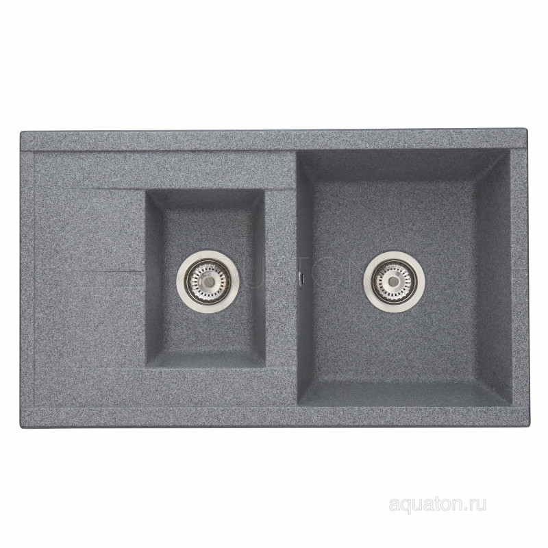 Мойка для кухни из литого мрамора 2 чаши серая 51х87см AQUATON Делия 1A716232DE230