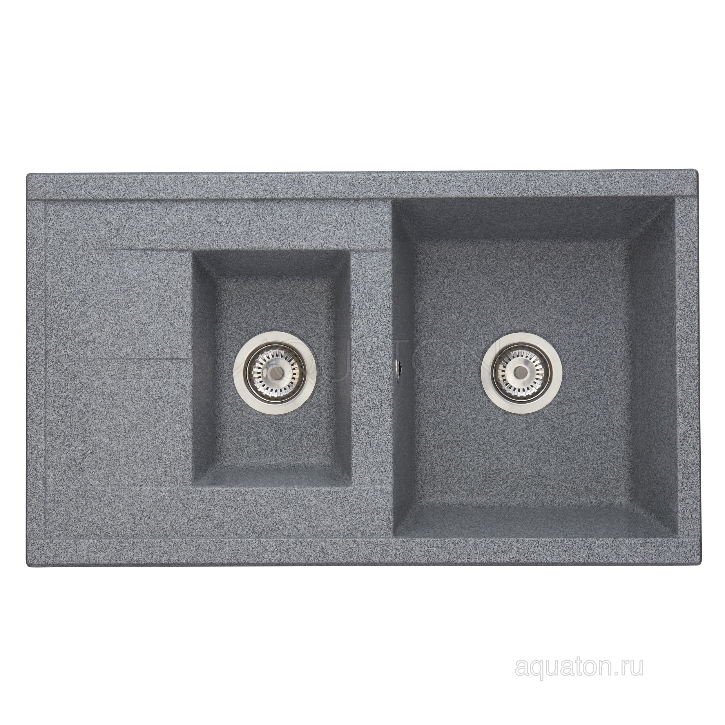 Мойка для кухни из литого мрамора 2 чаши серая 51х87см AQUATON Делия 1A716232DE230