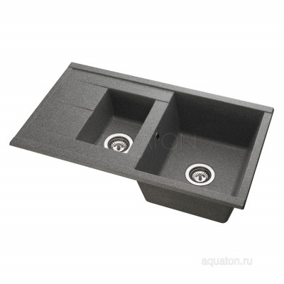 Мойка для кухни из литого мрамора 2 чаши серая 51х87см AQUATON Делия 1A716232DE230