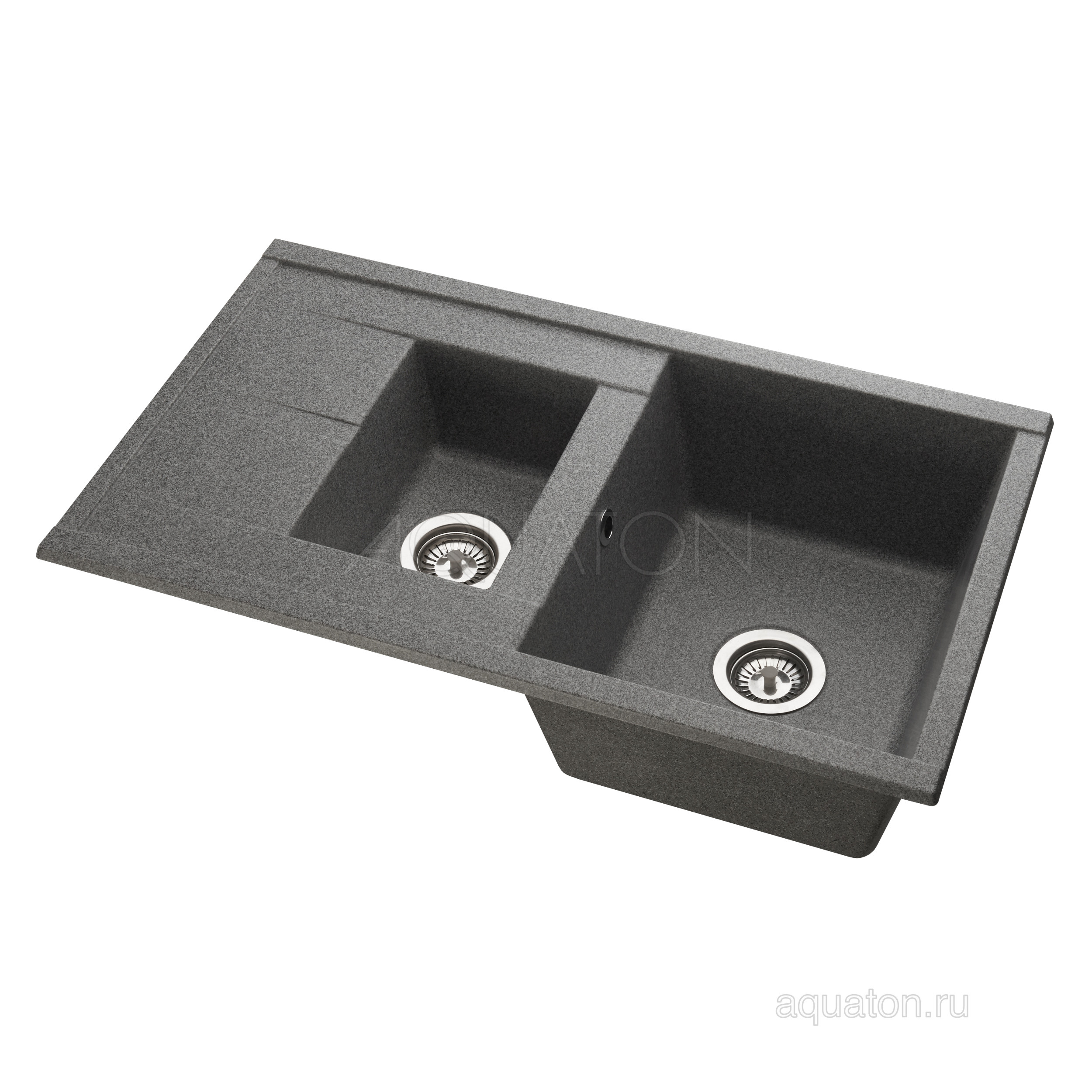 Мойка для кухни из литого мрамора 2 чаши серая 51х87см AQUATON Делия 1A716232DE230