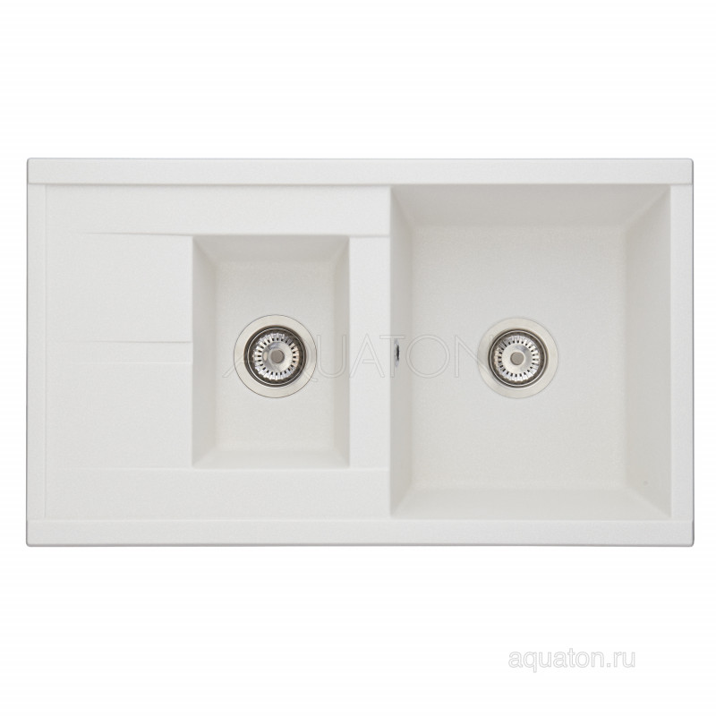 Мойка для кухни из литого мрамора 2 чаши жемчуг 51х87см AQUATON Делия 1A716232DE240