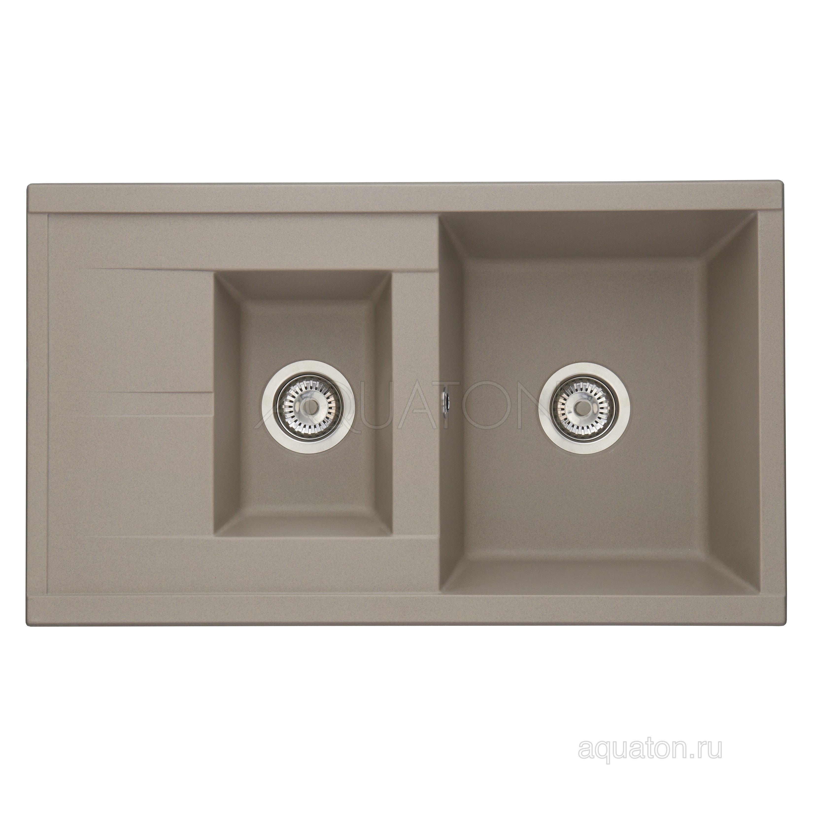 Мойка для кухни из литого мрамора 2 чаши серый шелк 51х87см AQUATON Делия 1A716232DE250