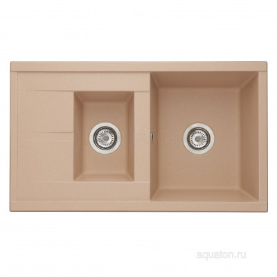 Мойка для кухни из литого мрамора 2 чаши латте 51х87см AQUATON Делия 1A716232DE260