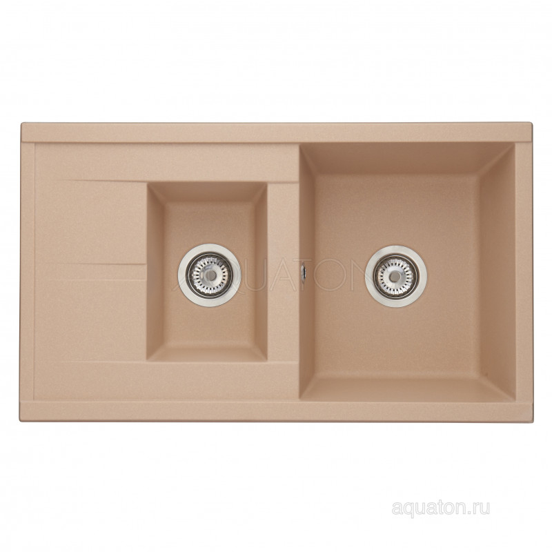 Мойка для кухни из литого мрамора 2 чаши латте 51х87см AQUATON Делия 1A716232DE260