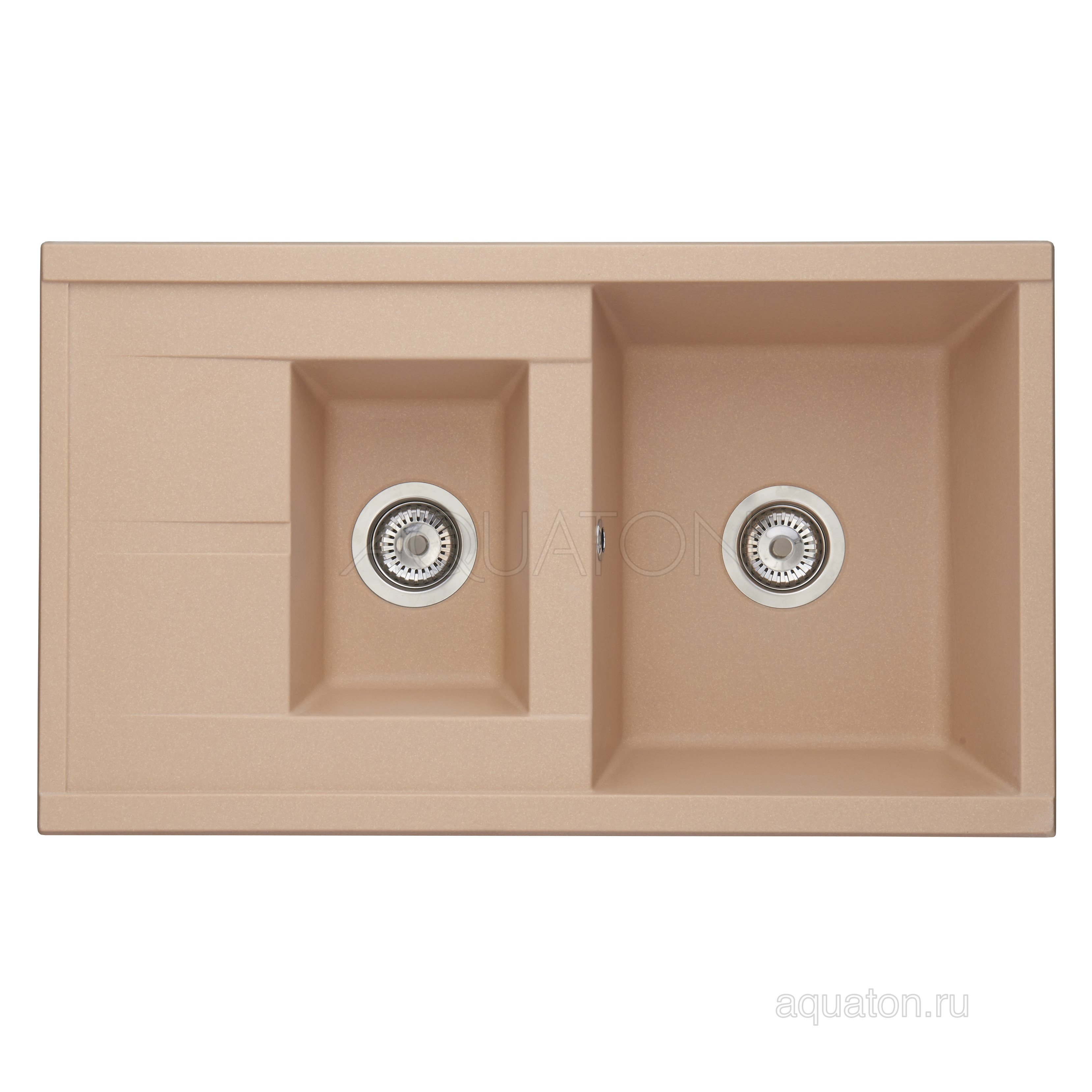 Мойка для кухни из литого мрамора 2 чаши латте 51х87см AQUATON Делия 1A716232DE260