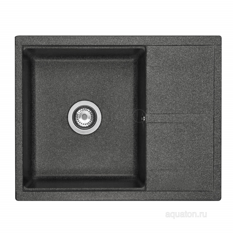 Мойка для кухни из литого мрамора графит 52х65см AQUATON Делия 1A718632DE210