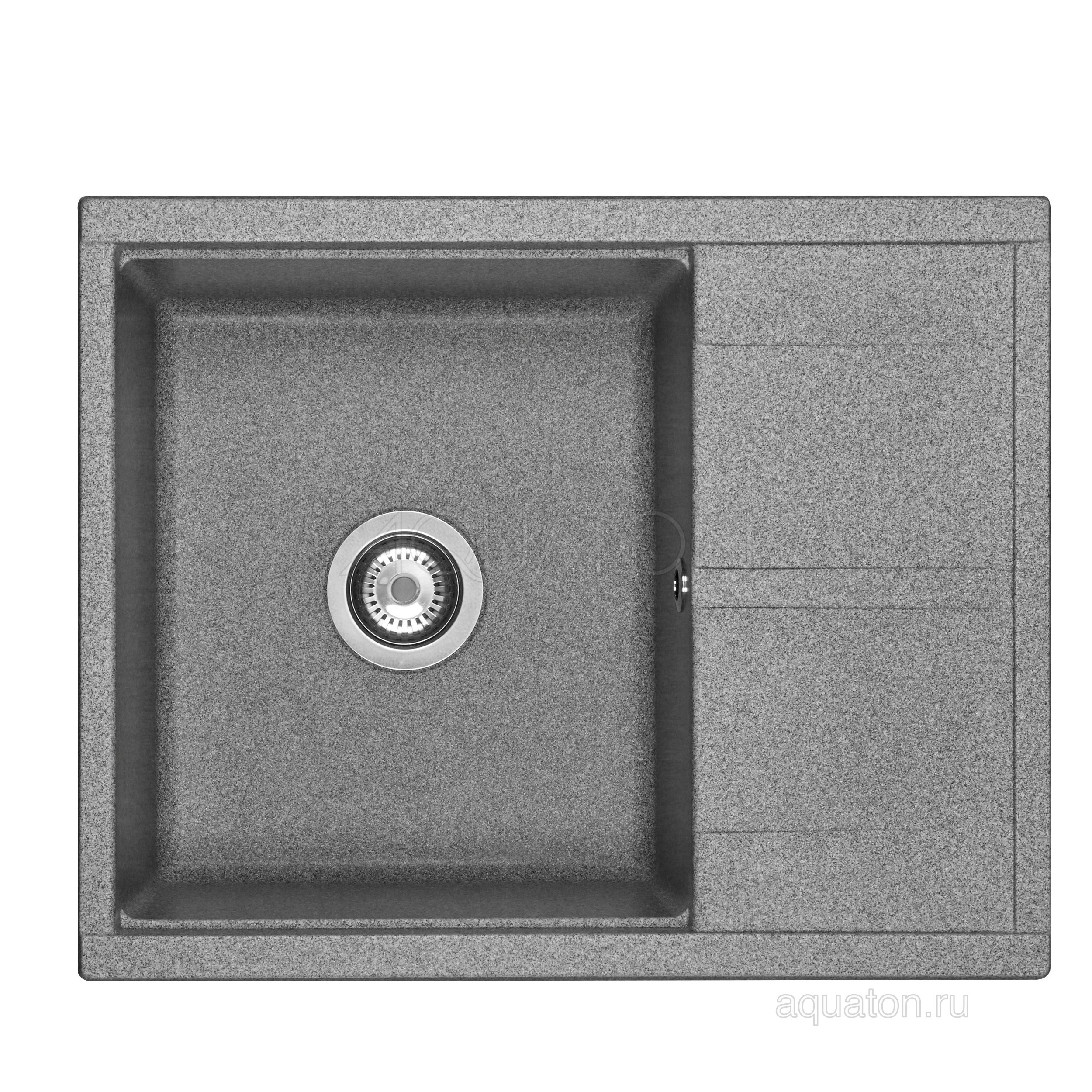 Мойка для кухни из литого мрамора серая 52х65см AQUATON Делия 1A718632DE230