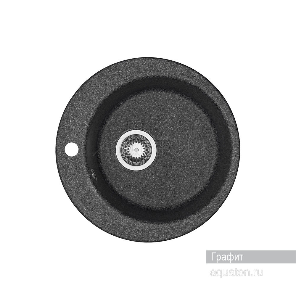 Мойка для кухни из литого мрамора графит 48см AQUATON Иверия 1A711032IV210