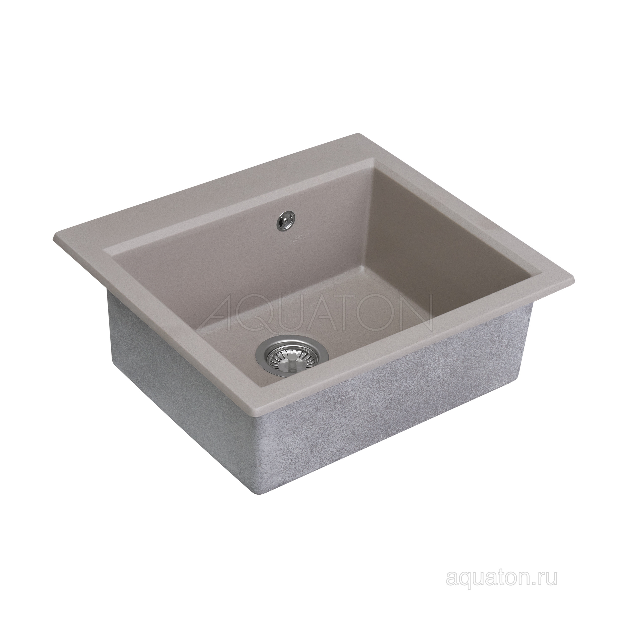 Мойка для кухни из литого мрамора серый шелк 58х52см AQUATON Линеа 1A733032LW250