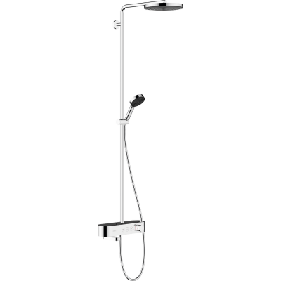 Душевая система для ванны Hansgrohe Pulsify S Showerpipe 260 1jet с термостатом для ванны ShowerTablet 400, хром, 24230000