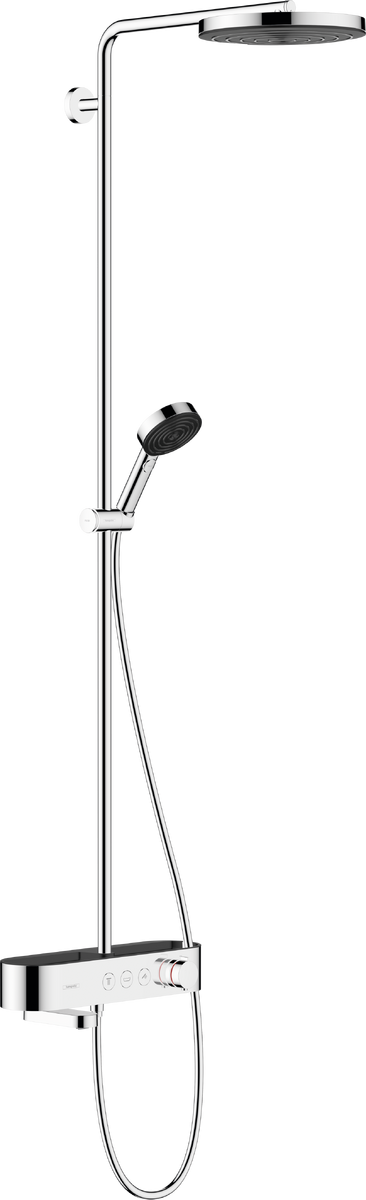 Душевая система для ванны Hansgrohe Pulsify S Showerpipe 260 1jet с термостатом для ванны ShowerTablet 400, хром, 24230000