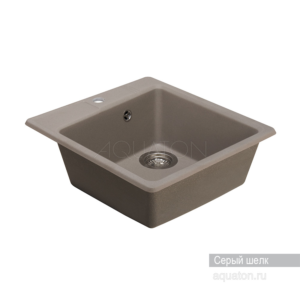 Мойка для кухни из литого мрамора серый шелк 47х51см AQUATON Парма 1A713032PM250