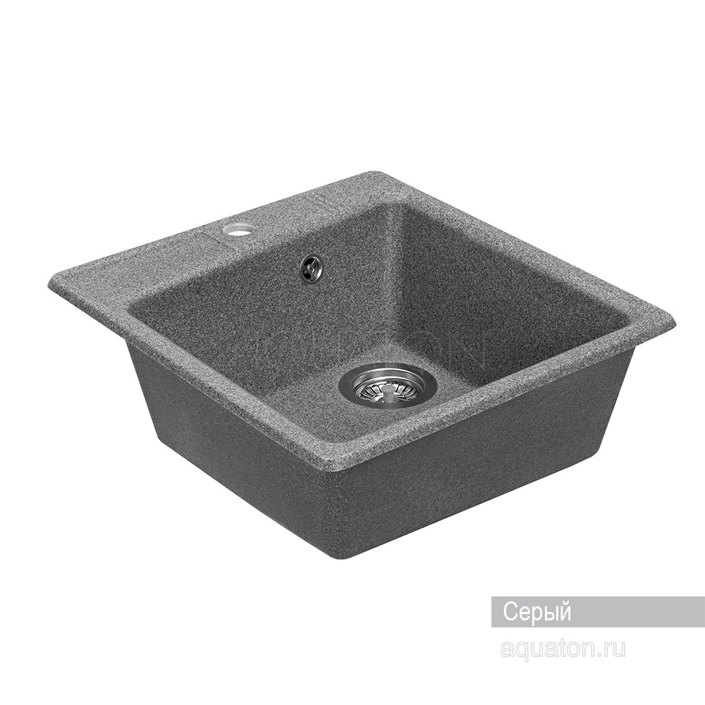 Мойка для кухни из литого мрамора серая 47х51см AQUATON Парма 1A713032PM230