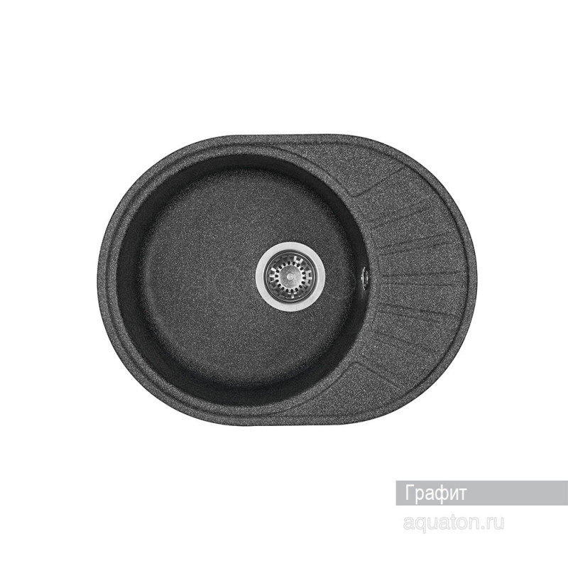 Мойка для кухни из литого мрамора графит 44х57см AQUATON Чезана 1A711232CS210