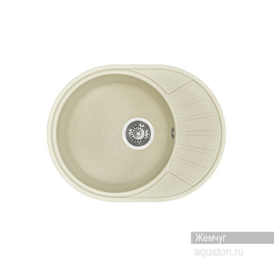 Мойка для кухни из литого мрамора жемчуг 44х57см AQUATON Чезана 1A711232CS240