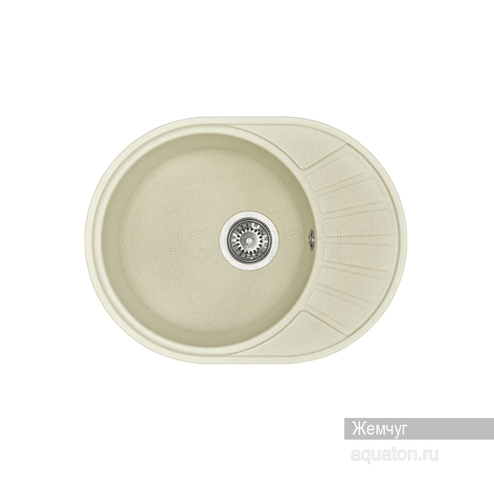 Мойка для кухни из литого мрамора жемчуг 44х57см AQUATON Чезана 1A711232CS240