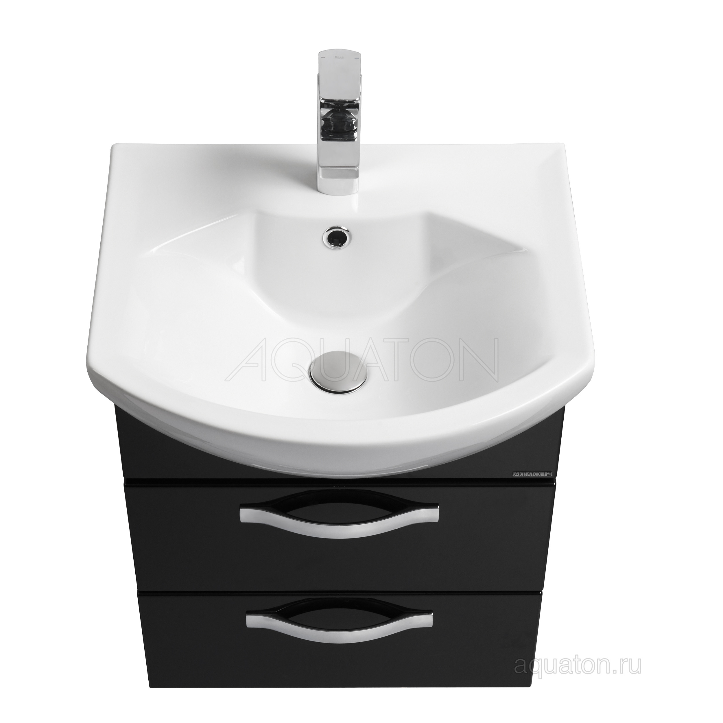 Тумба с раковиной Смайл 50 черная AQUATON Ария 1A1400K0AA950