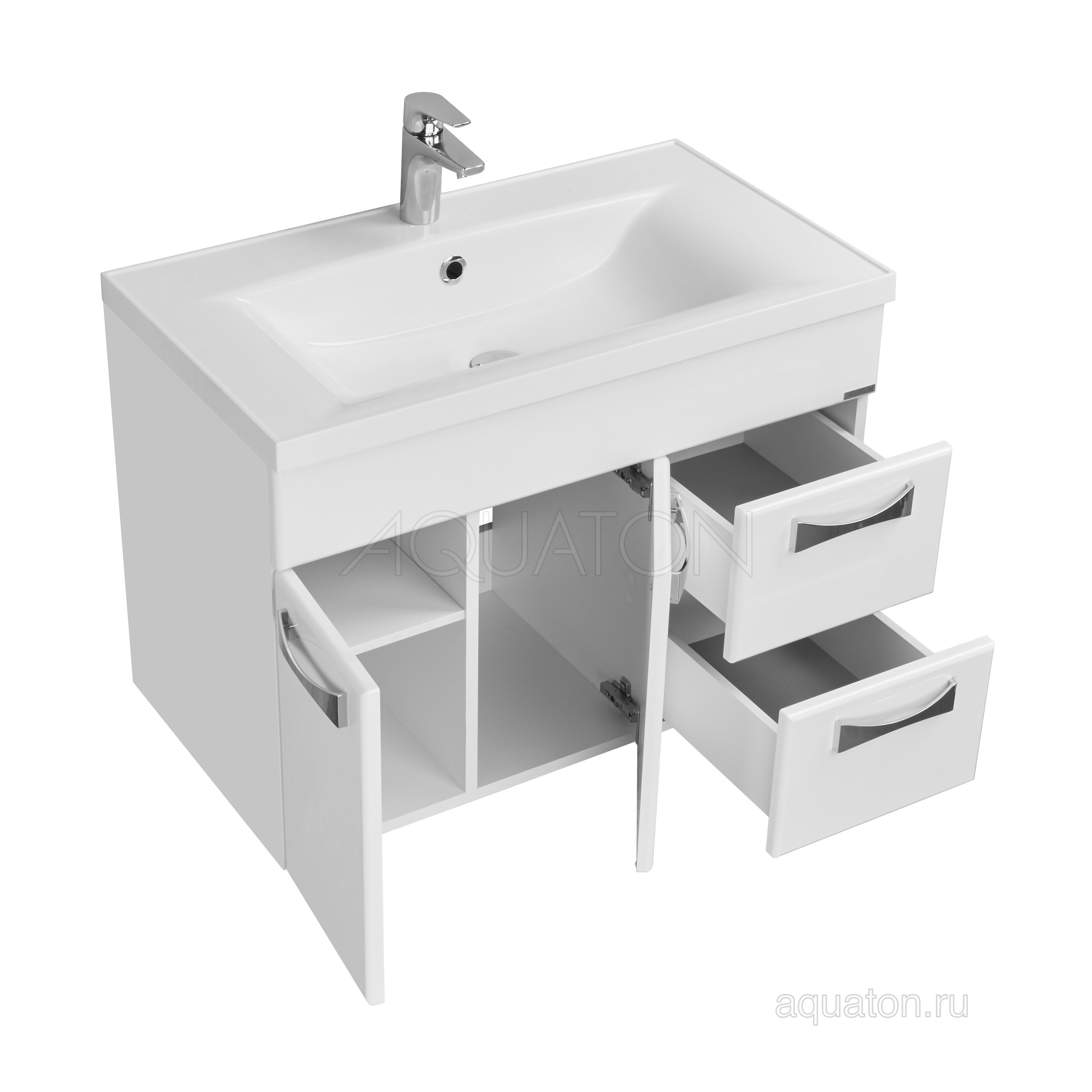 Тумба с раковиной Айрис М 80 белая AQUATON Диор 1A1678K3DR010