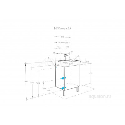Тумба с раковиной Нео 55 белая/дуб AQUATON Кантри 1A2576K0AHB20