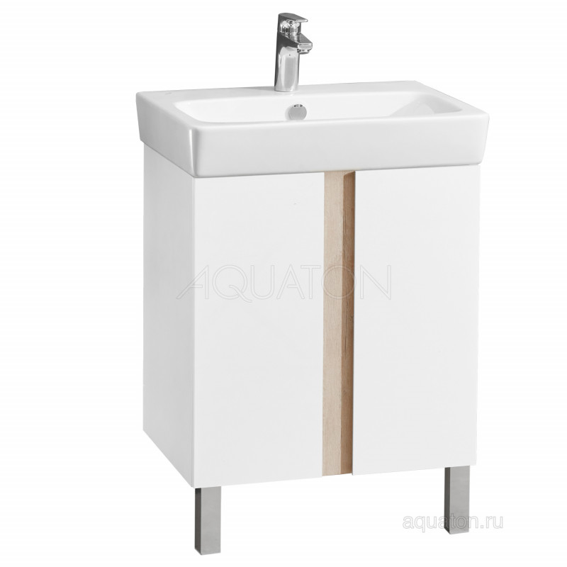 Тумба с раковиной Нео 60 белая/дуб AQUATON Кантри 1A2574K0AHB20
