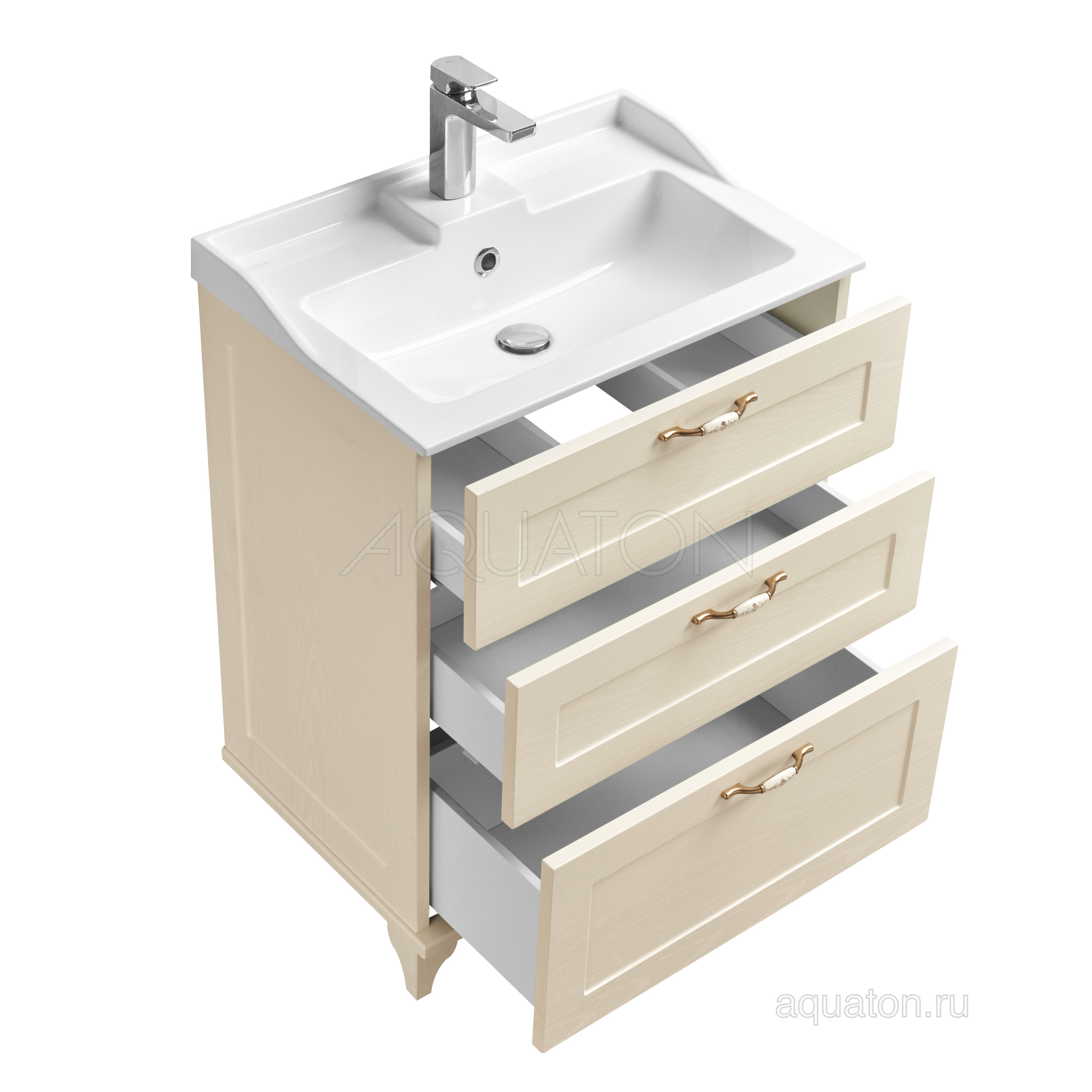 Тумба с раковиной Фабиа 65 дуб бежевый AQUATON Леон 1A1946K0LBPR0