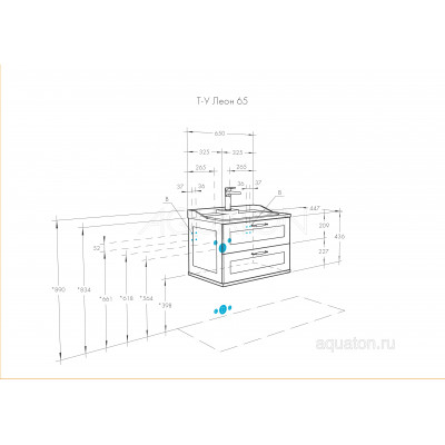 Тумба с раковиной Фабиа 65 дуб бежевый AQUATON Леон 1A1870K0LBPR0