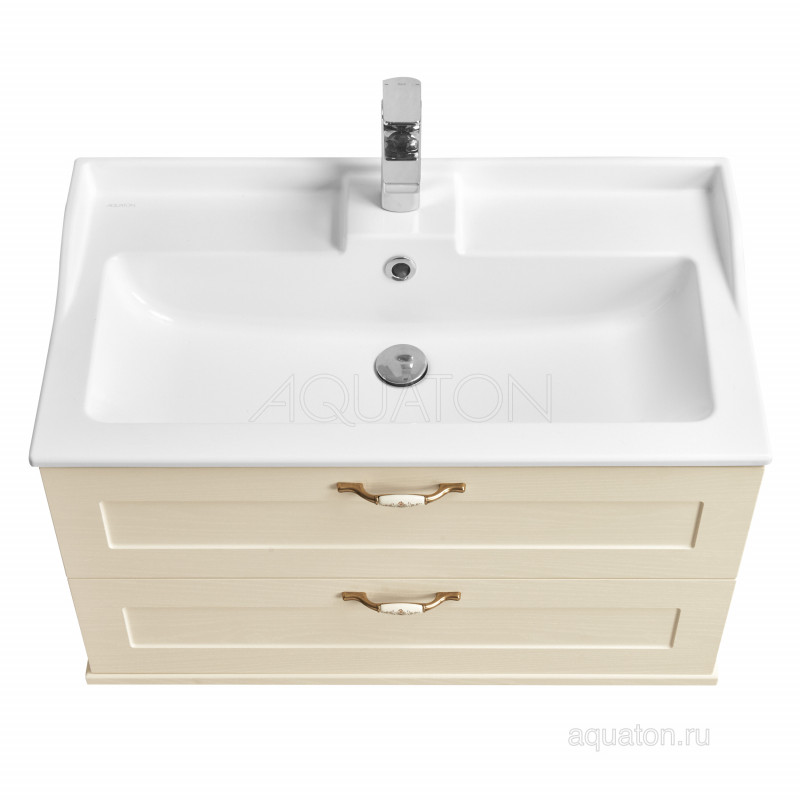 Тумба с раковиной Фабиа 80 дуб бежевый AQUATON Леон 1A1863K0LBPR0