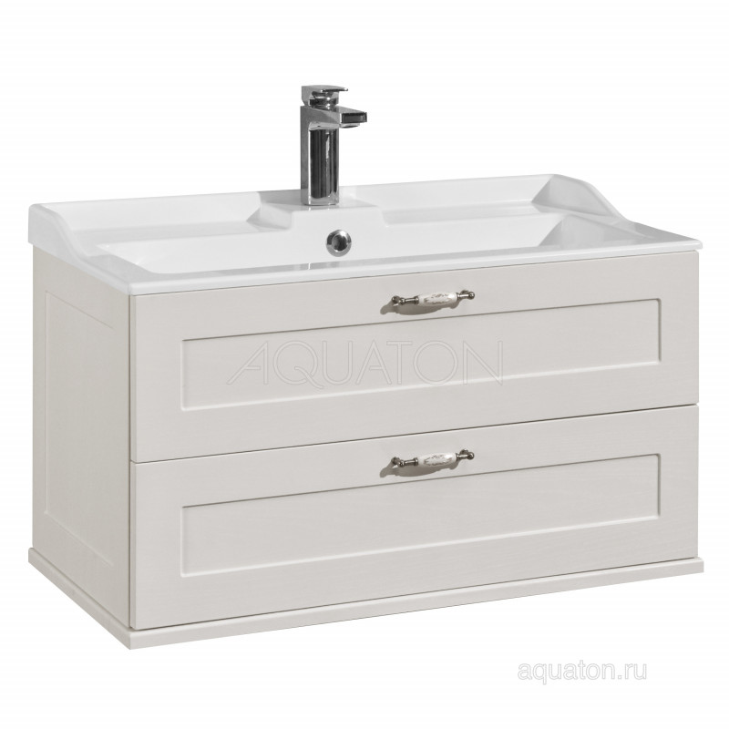 Тумба под раковину дуб белый 80см AQUATON Леон 1A186301LBPS0
