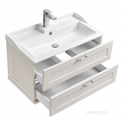 Тумба под раковину дуб белый 80см AQUATON Леон 1A186301LBPS0