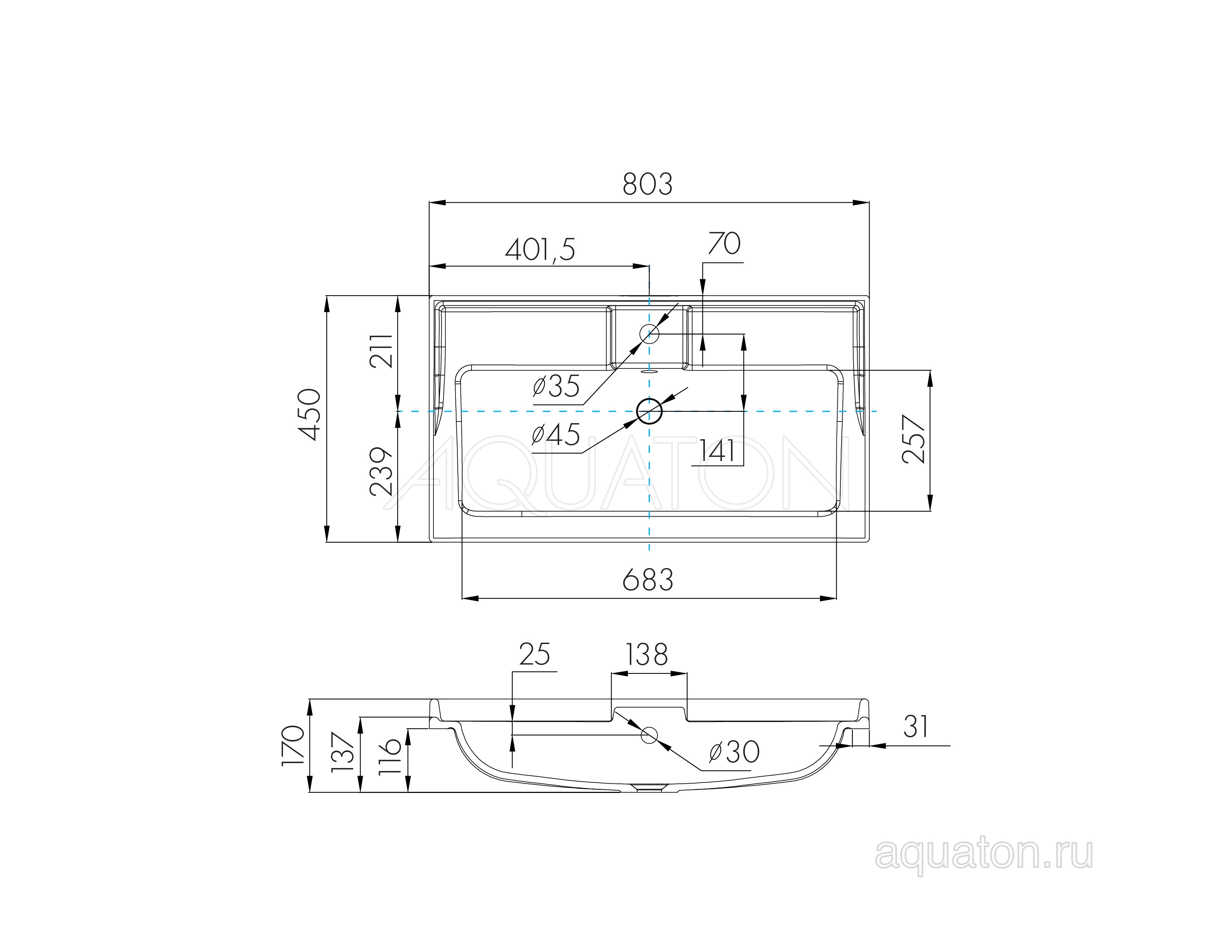 Тумба с раковиной Фабиа 80 дуб белый AQUATON Леон 1A1863K0LBPS0
