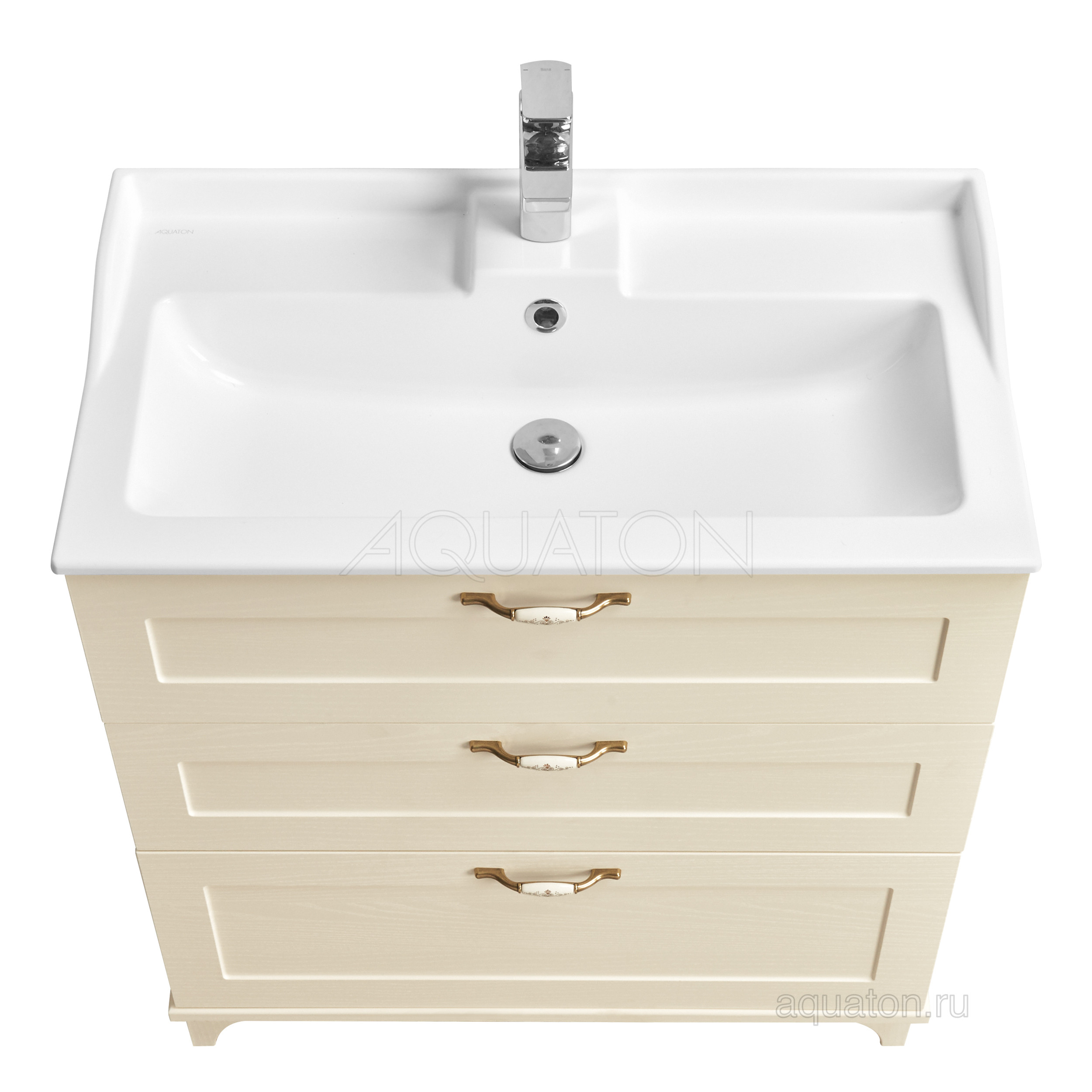 Тумба с раковиной Фабиа 80 дуб бежевый AQUATON Леон 1A1878K0LBPR0