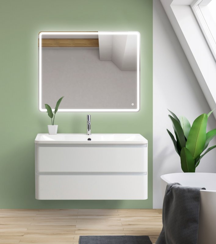 База под раковину подвесная с двумя выкатными ящиками 1000x450x500  BelBagno ALBANO-1000, Bianco Lucido