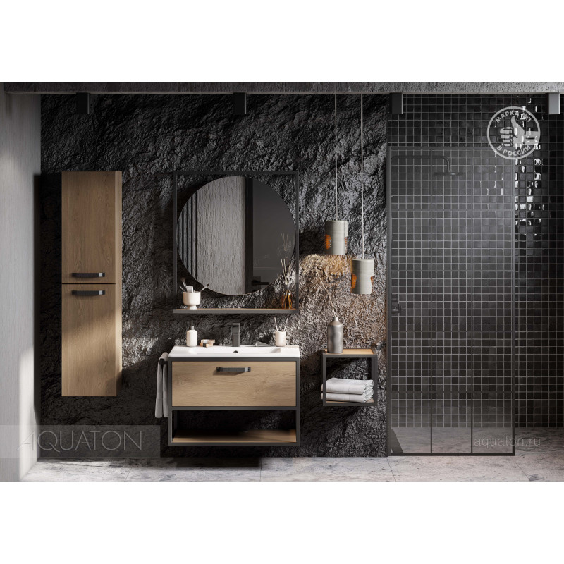 Тумба с раковиной Victoria-N Unik 80х46 дуб кантри AQUATON Лофт Фабрик 1A242401LTDY0