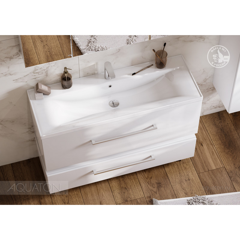 Тумба с раковиной Айрис 120 белая AQUATON Мадрид 1A1687K2MA010