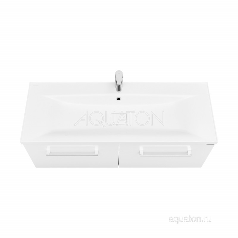 Тумба 2 ящика с раковиной Айрис М 120 белая AQUATON Мадрид 1A1703K3MA010