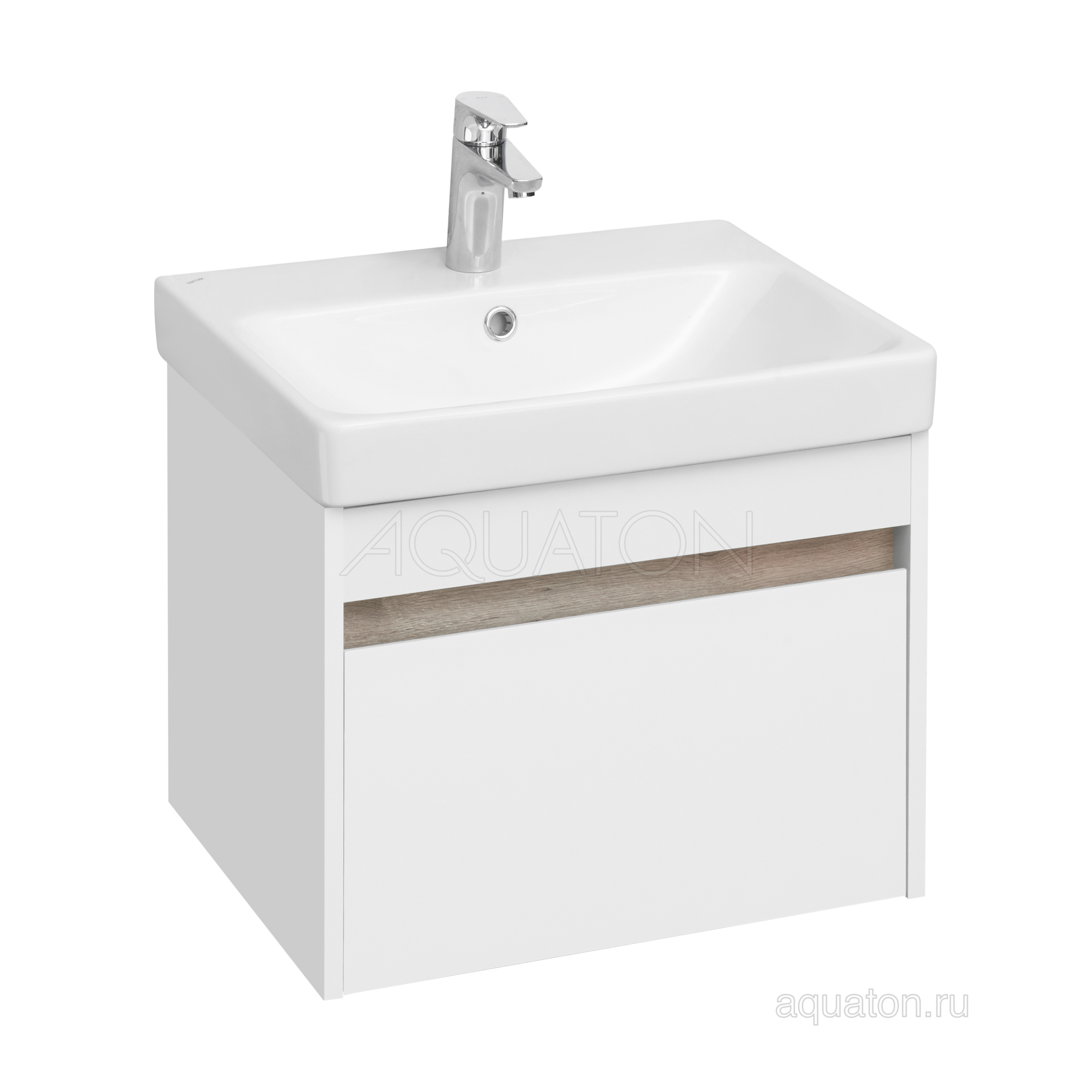 Тумба с раковиной Адриана 55 белая/ясень AQUATON Марти 1A2632K0MY010