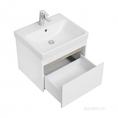 Тумба с раковиной Адриана 55 белая/ясень AQUATON Марти 1A2632K0MY010
