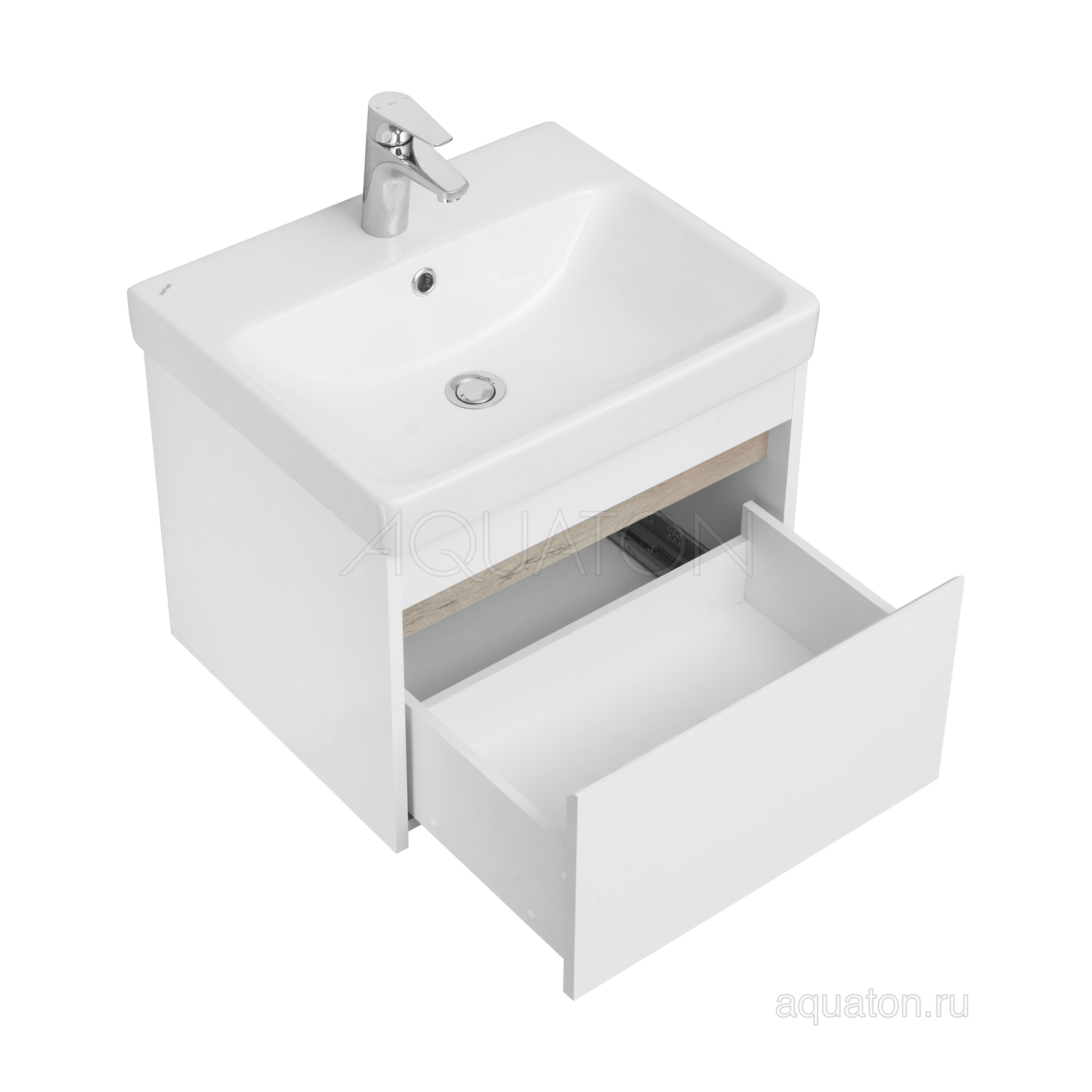 Тумба с раковиной Адриана 55 белая/ясень AQUATON Марти 1A2632K0MY010
