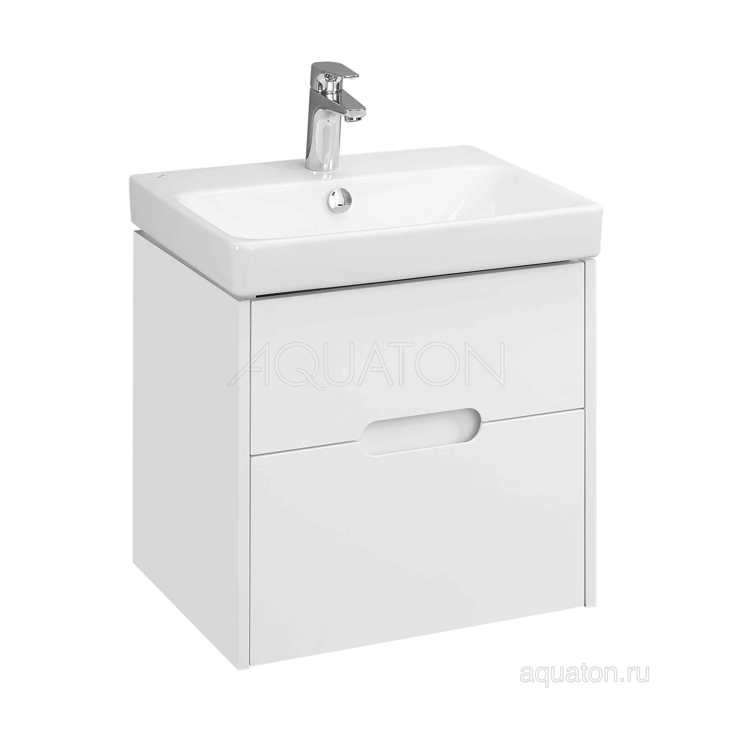Тумба с раковиной Адриана 55 белая AQUATON Оливия 1A2542K0OL010