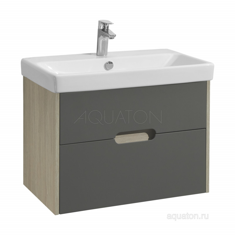 Тумба с раковиной Адриана 70 серая/дуб AQUATON Оливия 1A2543K0OLUG0