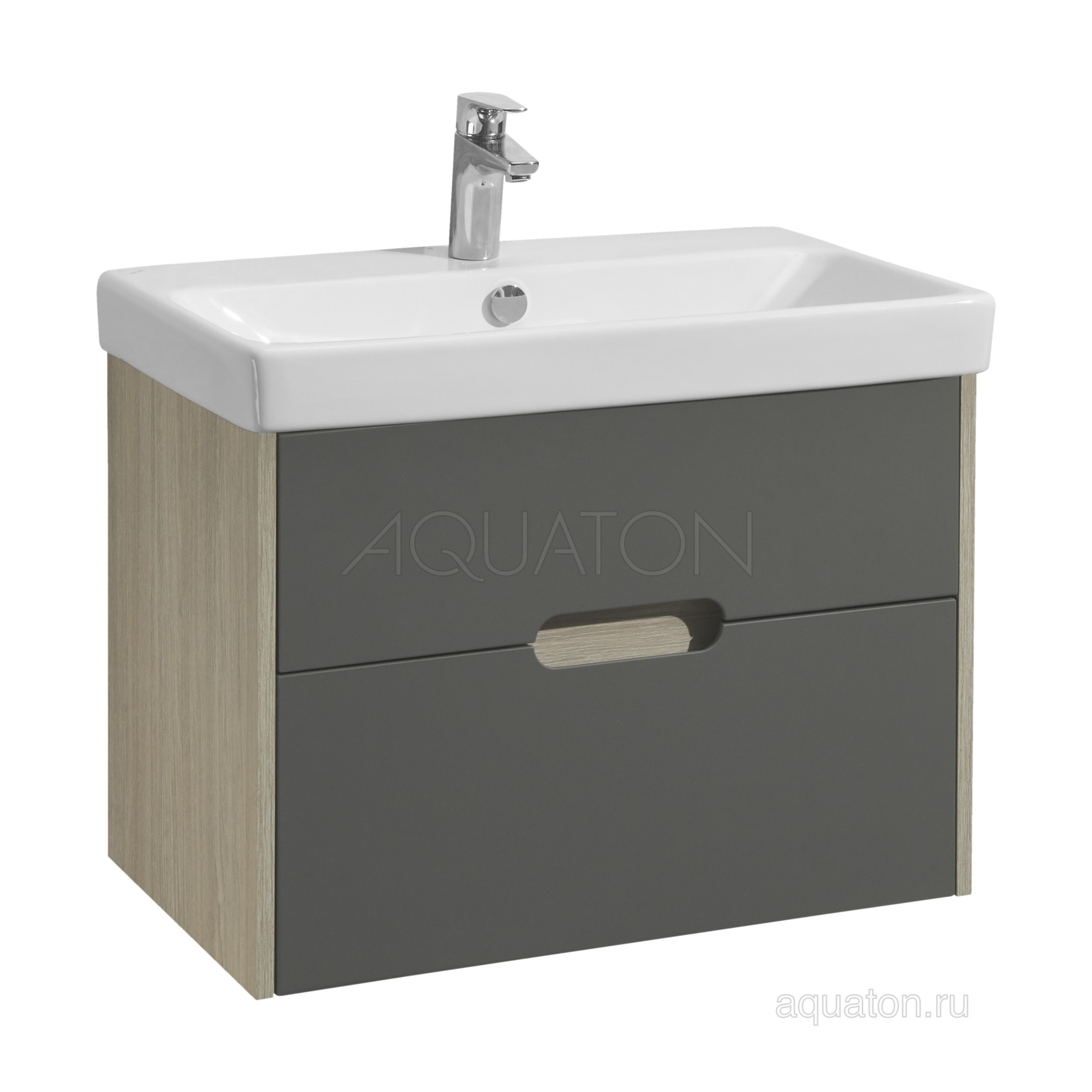 Тумба с раковиной Адриана 70 серая/дуб AQUATON Оливия 1A2543K0OLUG0
