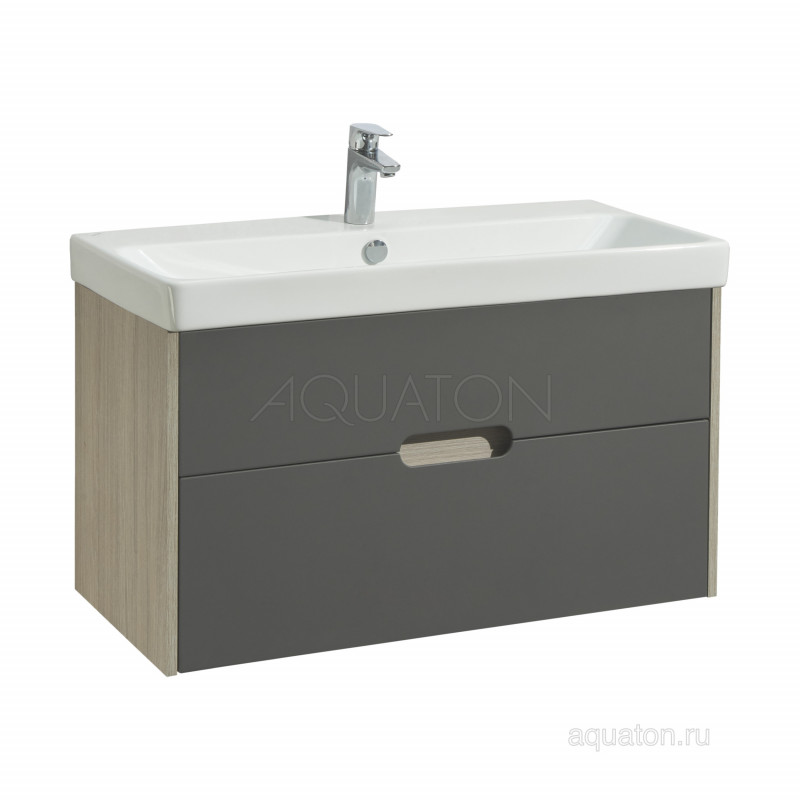 Тумба с раковиной Адриана 90 серая/дуб AQUATON Оливия 1A2544K0OLUG0