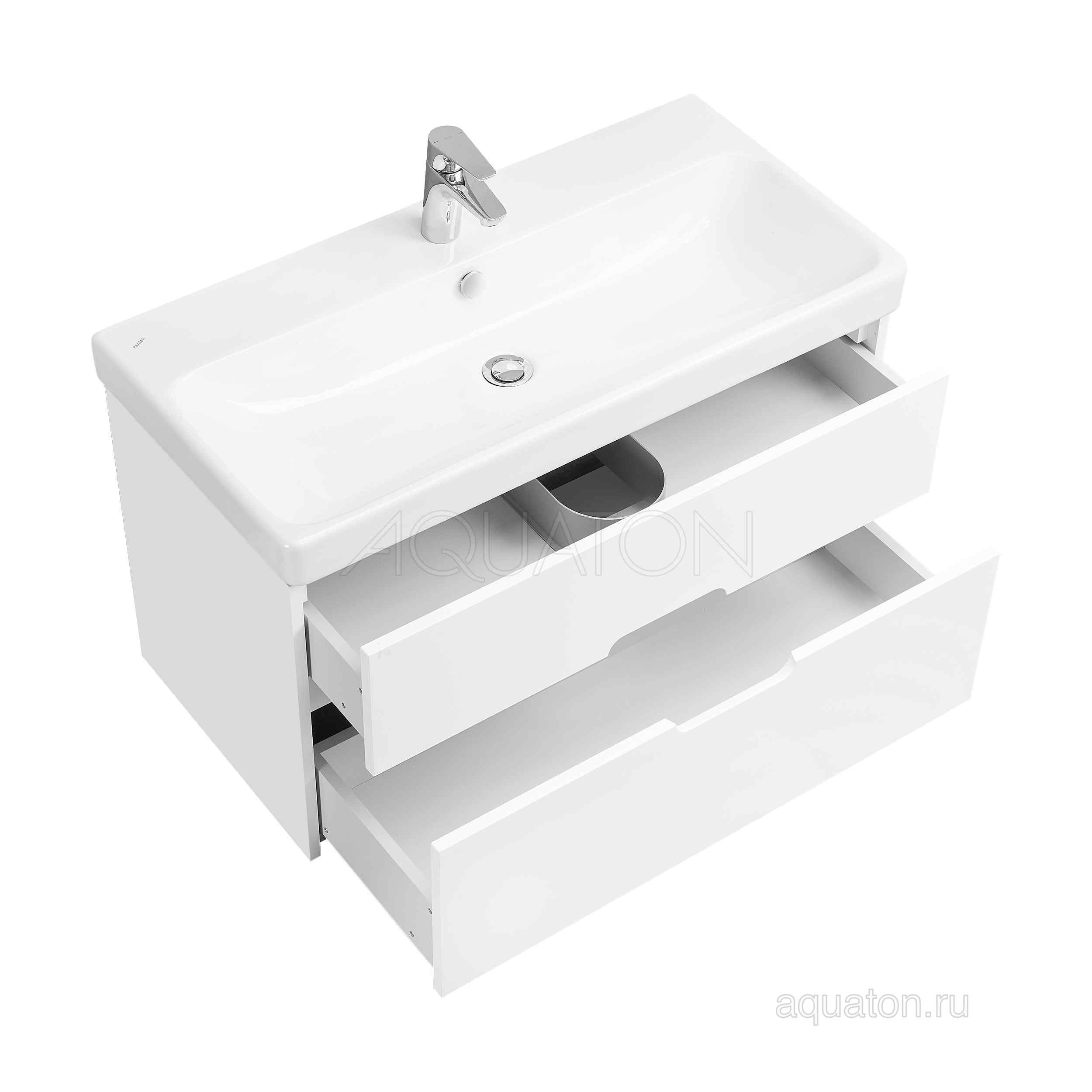 Тумба с раковиной Адриана 90 белая AQUATON Оливия 1A2544K0OL010